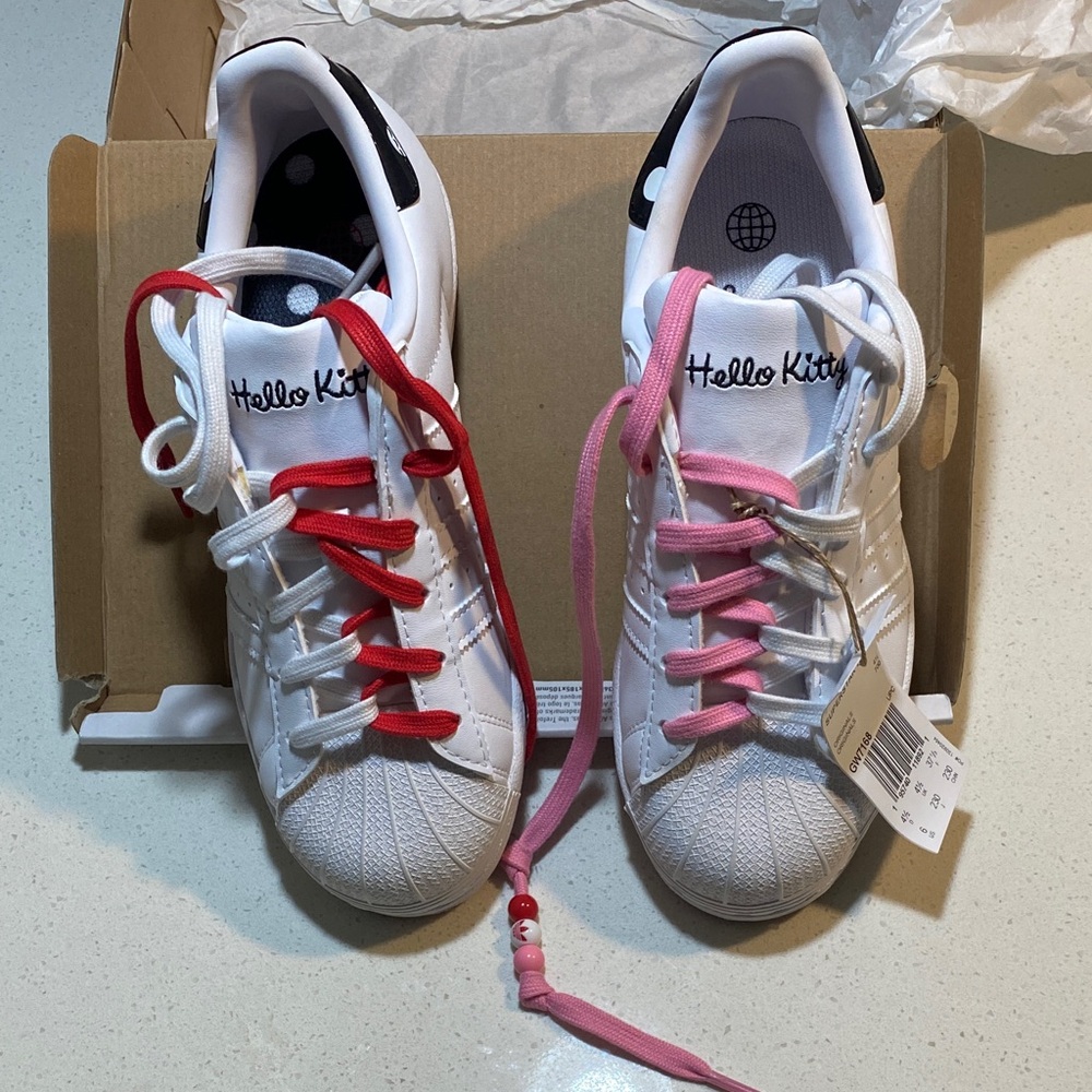 Adidas Hello Kitty Kids Sneakers - White with Red and Pink Accents